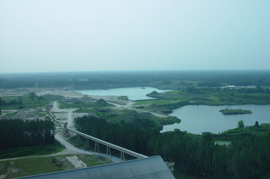 Ariel view of dragline mining at Branford limestone mine