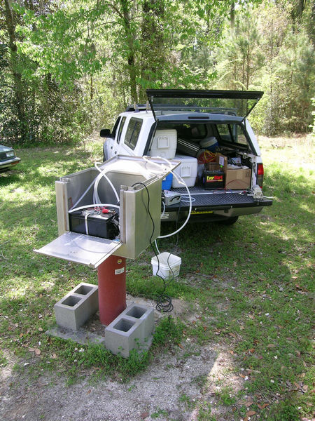 water quality sampling from tubing installed in Wakulla B-C Tunnel well in Edward Ball Wakulla Springs State Park