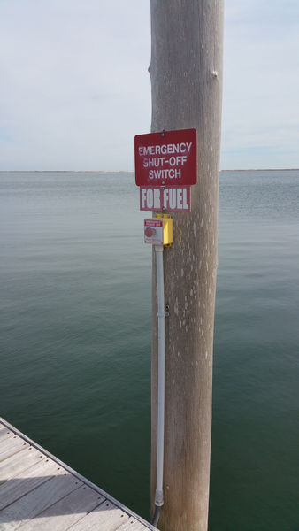 An emergency button at Lost Key Marina