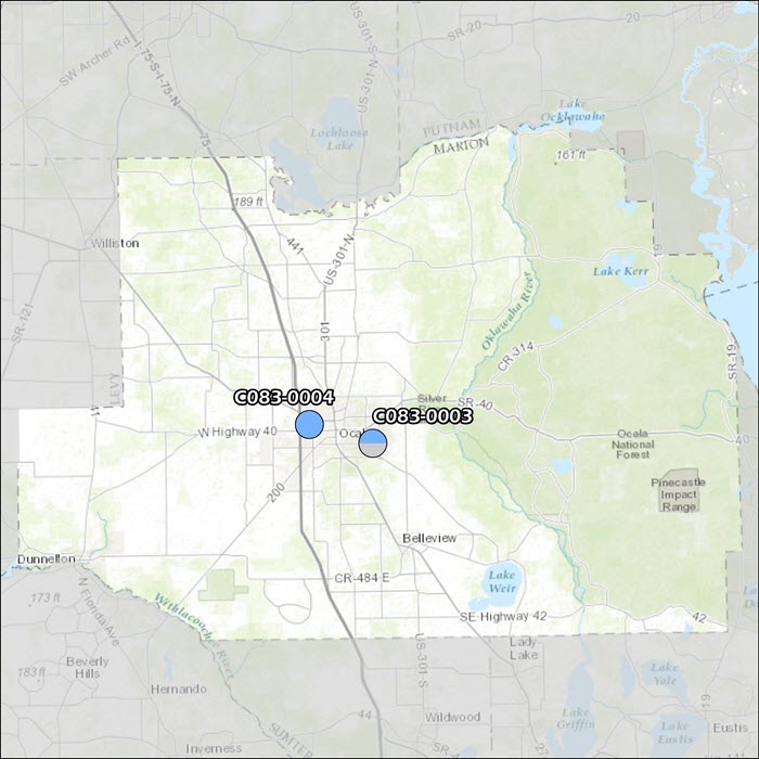 Marion County Air Monitoring Map