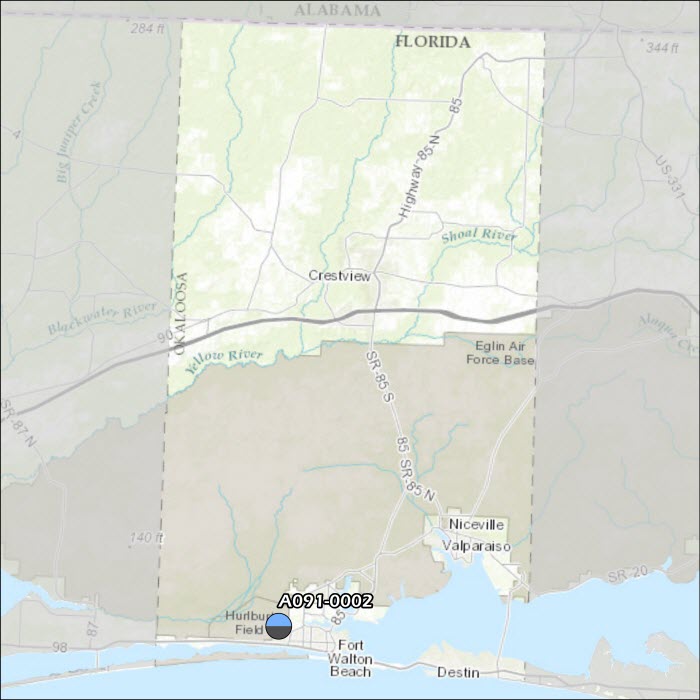 Okaloosa County Air Monitoring Map