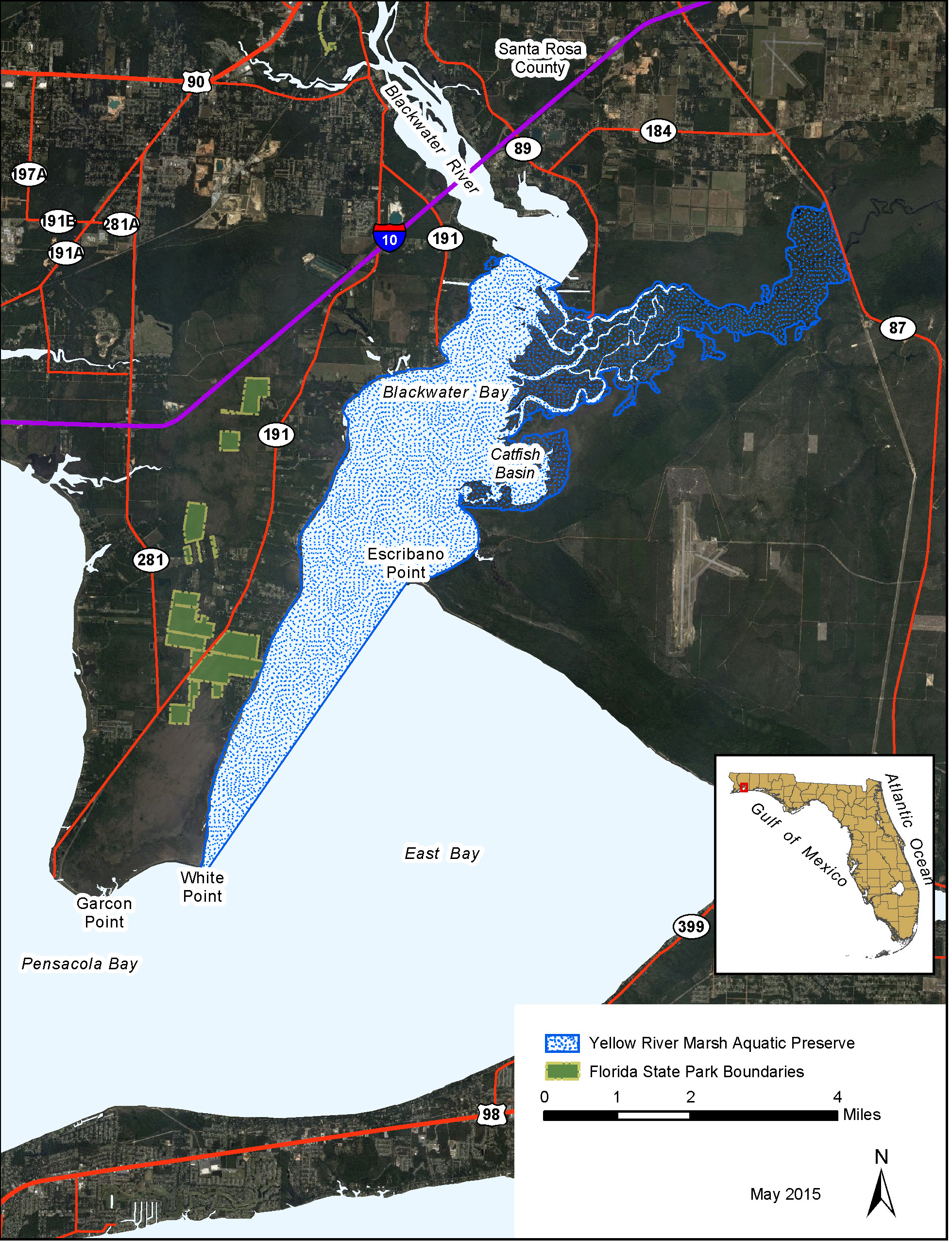 Map of Yellow River Marsh Aquatic Preserve