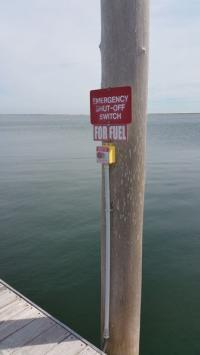 An emergency button at Lost Key Marina