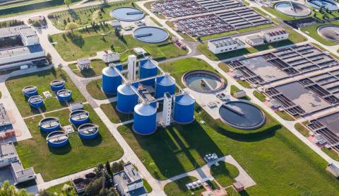 Aerial View of Sewage Treatment Plant Banner