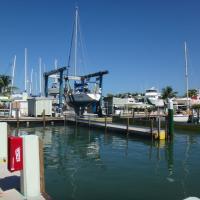 View of the marina and boat lifts at Marathon Marina &amp; Boatyard